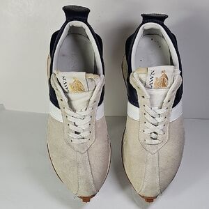 Lanvin Beige/White Suede Low Top Men's Bumper Or Running Sneakers Size 42